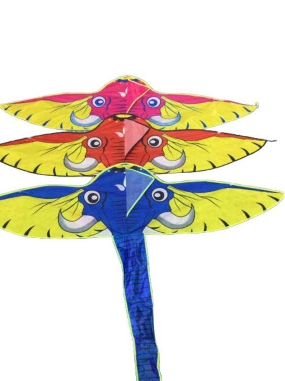 07. ВОЗДУШНЫЕ ЗМЕИ (Рыжий Кот) Серия Веселые забавы: Воздушный змей "Слон" (змей 160х85см,хвост 100см,цвет микс,пакет)(Арт.ИК-0467)