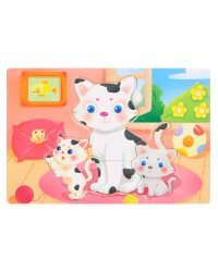 Деревянная пазл-рамка (22х15 см) "Котята"  ( Арт. ИД-0139)