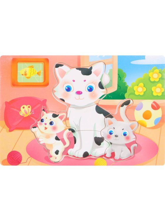 РАМКИ-ПАЗЛЫ (Рыжий Кот) Деревянная пазл-рамка (22х15 см) "Котята" ( Арт. ИД-0139)
