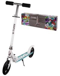Самокат двухколесный (колеса PU 18 см, 80*10*75-102 см,макс. вес 60 кг, белый) ( Арт. СМК-9931)