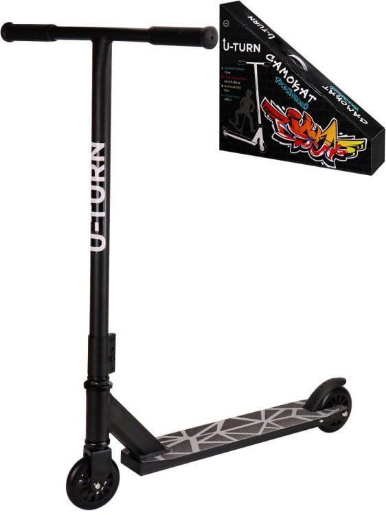 Самокат трюковый чёрный(66x9,5x84 см),кол.10см ПУ/пластик,макс.вес 80кг.,в коробке) ( Арт. И-0318)