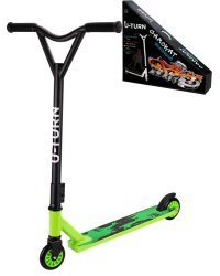 Самокат трюковый зелёный(66x10x85 см),кол.11см ПУ/пластик,макс.вес 80кг.,в коробке) ( Арт. И-0321)