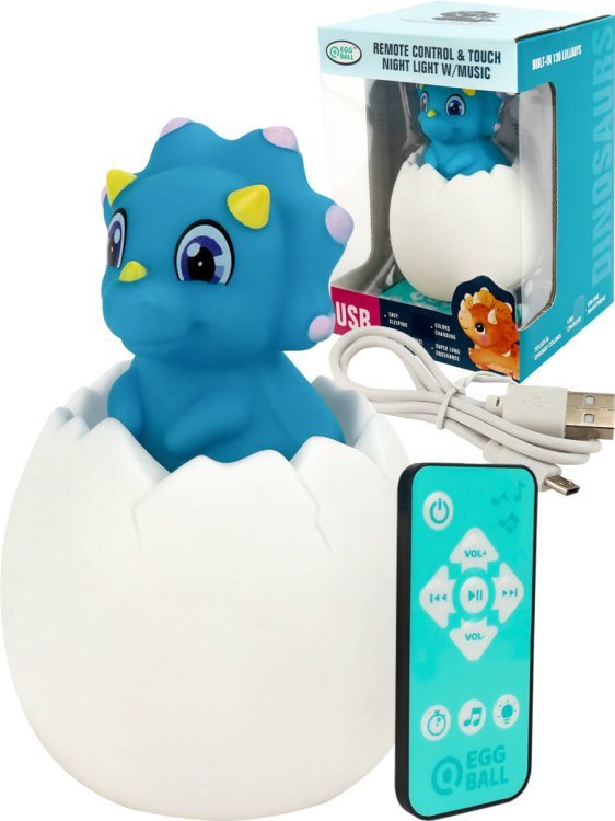 Светильник "Дино" голубой (звук,свет,пульт,пластик, USB в к-те,в кор.)(12x12x17,5 cм) (Арт. ИК-8480)