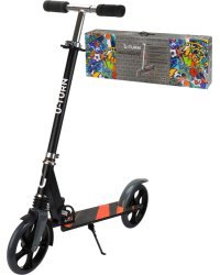 Самокат двухколесный (колеса PU 20см,85*11*79-103 см,макс.вес100кг,черно-оранжевый) ( Арт. СМК-9941)