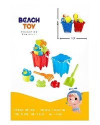 "Песочный набор ""Морской"" (ведро,лейка,лопатка,грабли,2 формочки)(в сетке) ( Арт. ИК-0507)