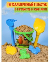 НАБОР №84  (ВЕДРО №8 (0.85л.) ЛЕСНАЯ ПОЛЯНКА+лопатка 22 см+грабли 21 см+3 форм) (Арт. И-2190)