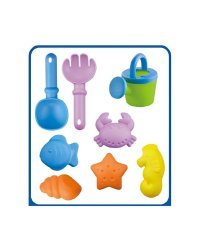 Песочный набор "Морской прибой" (лейка, лопатка, грабли, 5 формочек)(в сетке) (Арт. ИК-0594)