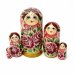 Матрешка Самоцветы красная с розами17 см 5 м