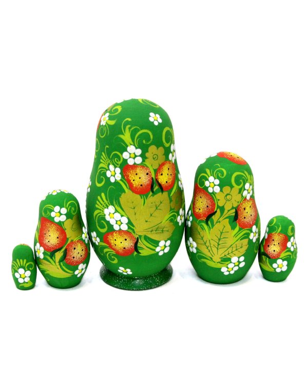 Матрешка Зимние забавы (зеленая) 5м 9см