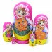 Матрешка Девочка с котом (розовая) 5м9