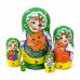 Матрешка Девочка с котом (зеленая) 5м9