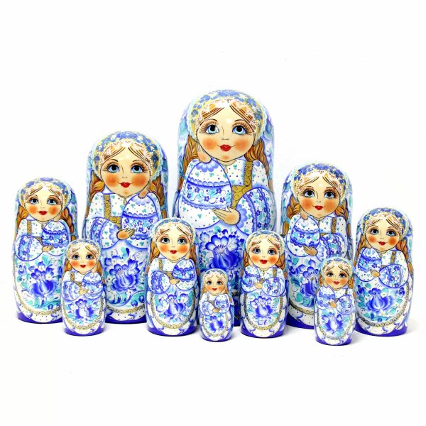 Матрешка С гжельским орнаментом 10м48см