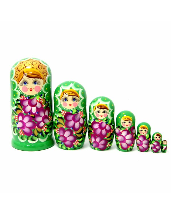 Матрешка Вечерний букет (зеленая)7м21