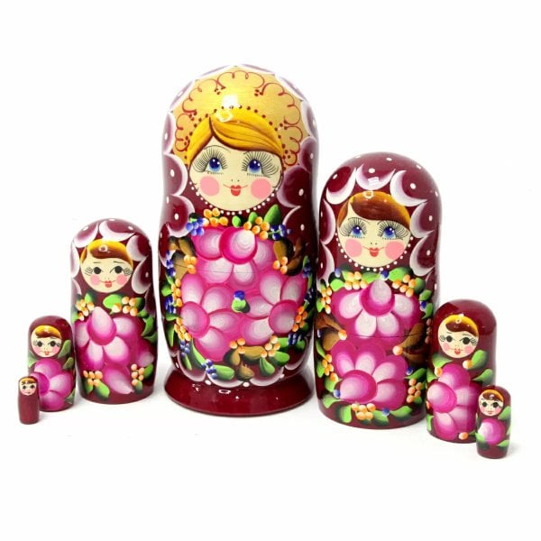 Матрешка Вечерний букет (бордовая)7м21