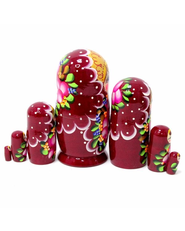 Матрешка Вечерний букет (бордовая)7м21