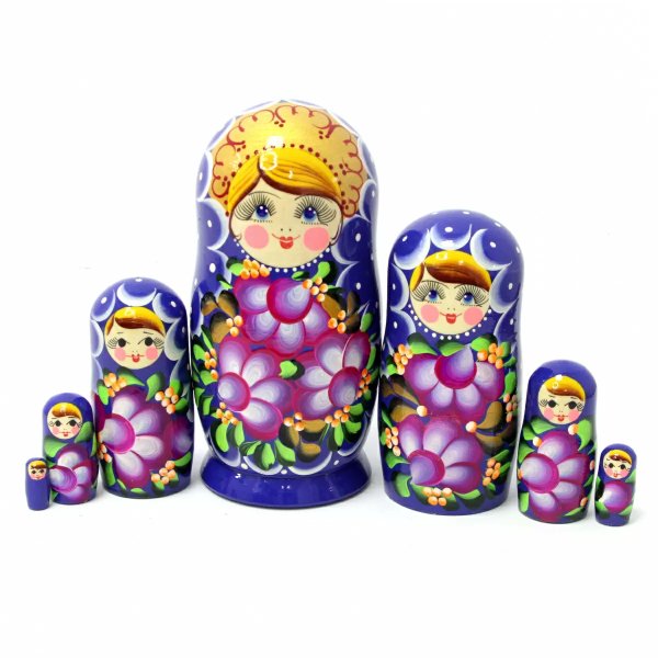 Матрешка Вечерний букет (синяя)7м21