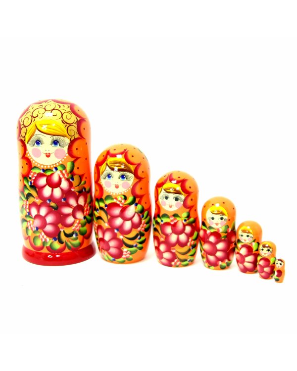 Матрешка Вечерний букет (оранжевая)7м21