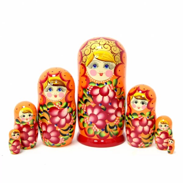 Матрешка Вечерний букет (оранжевая)7м21