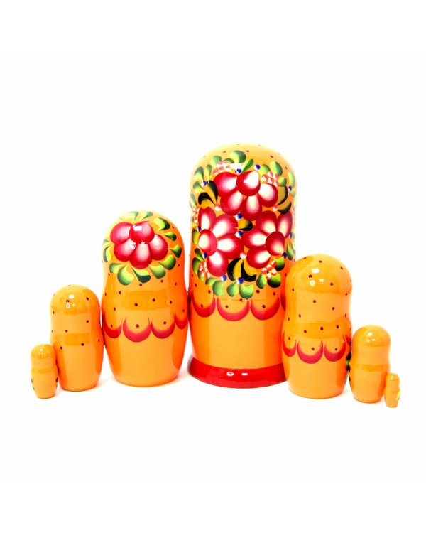Матрешка Вечерний букет (оранжевая)7м21