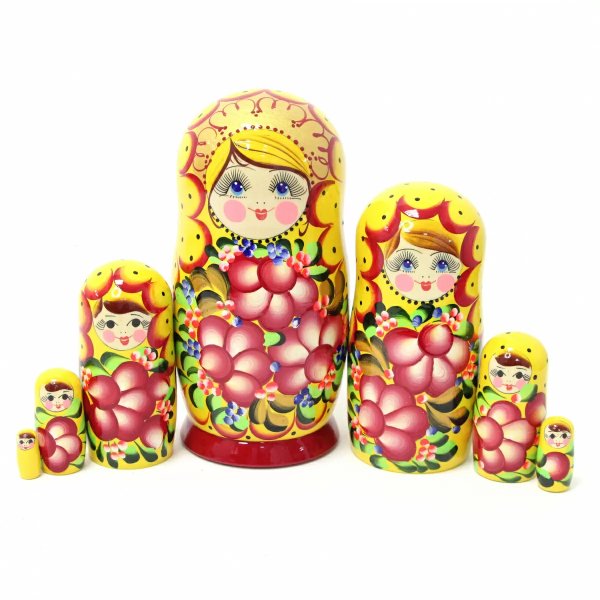 Матрешка Вечерний букет (желтая)7м21
