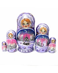 Матрешка Пейзаж (сиреневая) 5м17