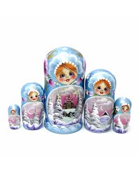 Матрешка Пейзаж (голубая) 5м17