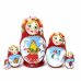 Матрешка Зимние забавы (бордовая) 5м 9см