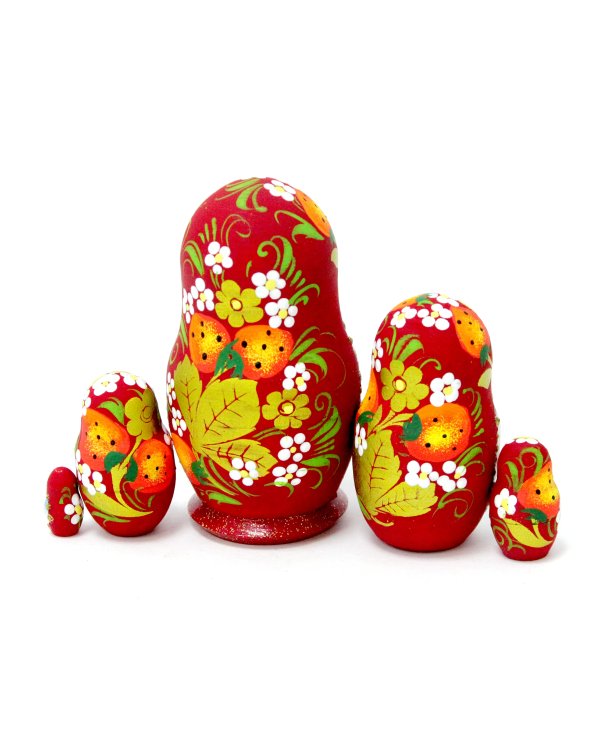 Матрешка Зимние забавы (бордовая) 5м 9см