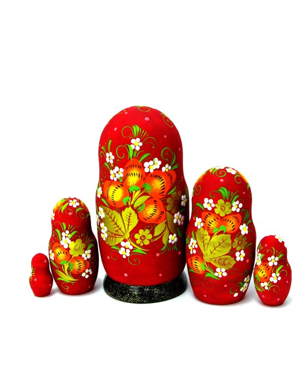 Матрешка Ягодка хохлома (бордовая) 5м 14см