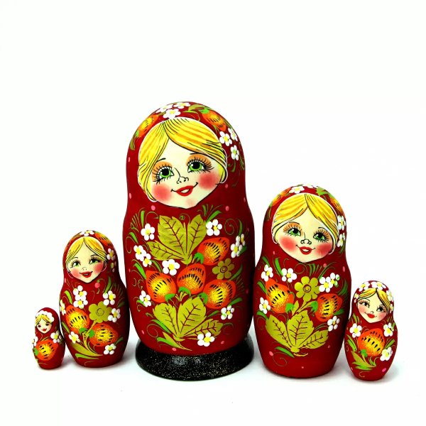 Матрешка Ягодка хохлома (бордовая) 5м 14см