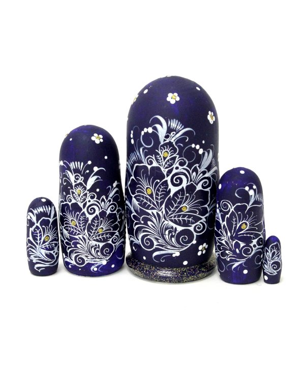 Матрешка Пейзаж сепия (синяя) 5м11см