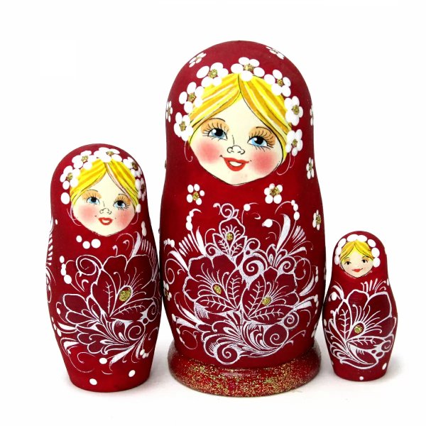 Матрешка Кудринка бордовая 3м 11см