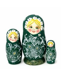 Матрешка Кудринка зеленая 3м 11см