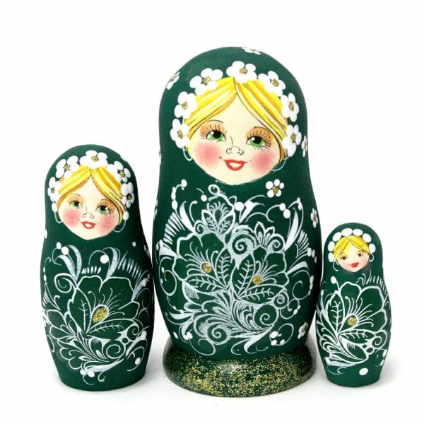Матрешка Кудринка зеленая 3м 11см