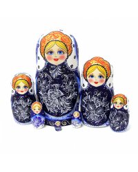 Матрешка Узоры, синяя 7м 21см