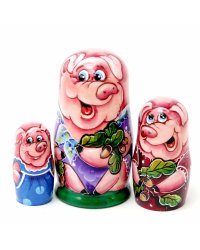 Матрешка Свинка с желудями 3м 11см