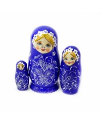 Матрешка Кудринка синяя 3м 11см