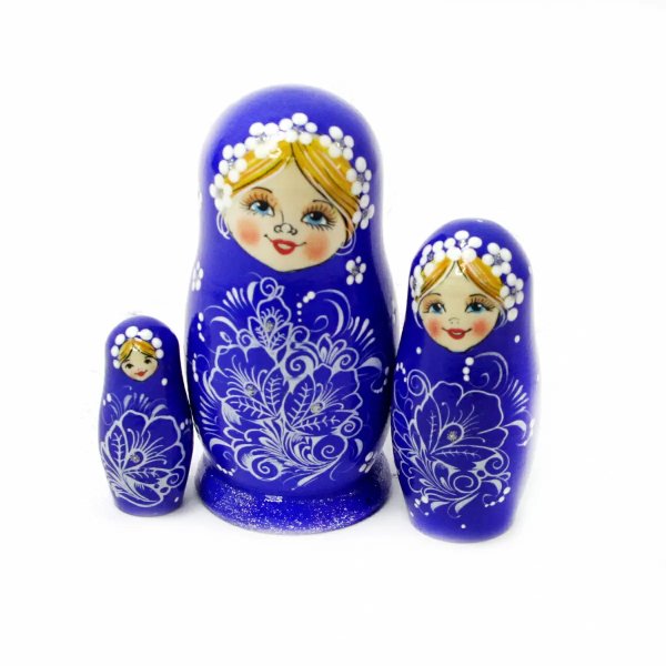 Матрешка Кудринка синяя 3м 11см