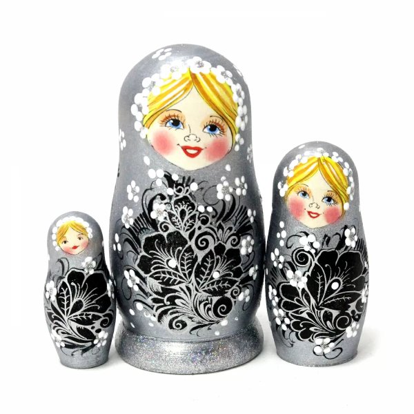Матрешка Кудринка серебро 3м 11см