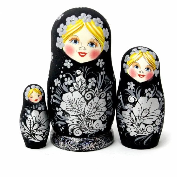 Матрешка Кудринка черная 3м 11см