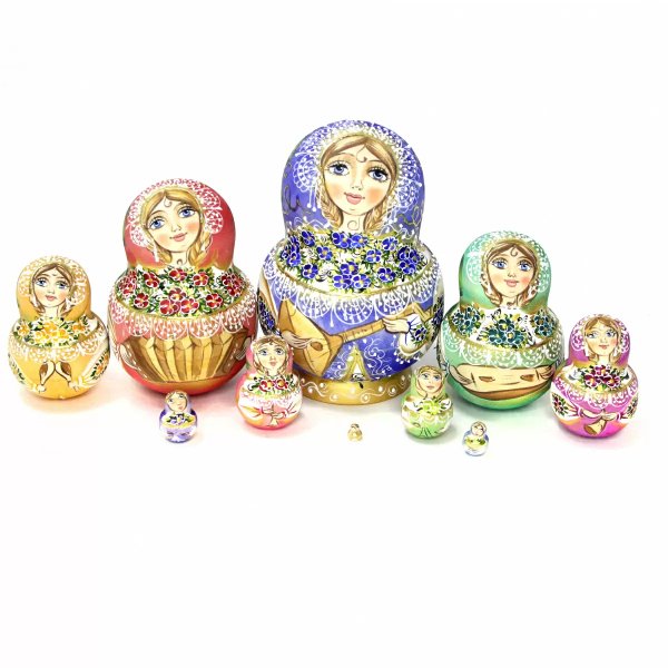 Матрешка Музыкальные инструменты (балалайка, синяя) 10 м 13 см