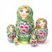 Матрешка Катя с букетом зеленая 5м 14 см