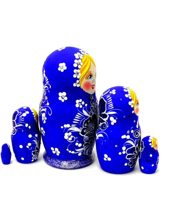 Матрешка Кудринка синяя 5м 9 см