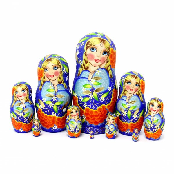 Матрешка Гроздья рябины на синем 10 м 25 см