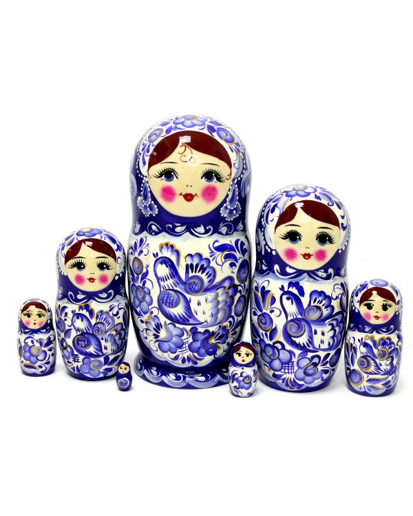 Матрешка Оксана синяя 7м 21см