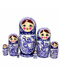 Матрешка Оксана синяя 7м 21см
