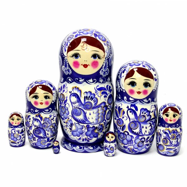 Матрешка Оксана синяя 7м 21см