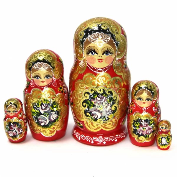 Матрешка Золотые кружева на красном КУ 5м 17см
