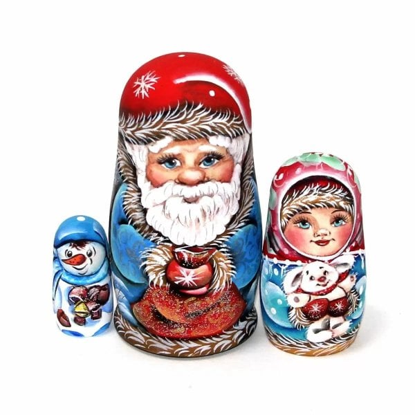 Матрешка Дед Мороз (пейзаж сзади) 3м 11-12см