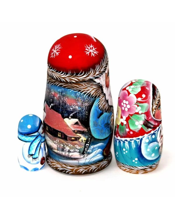 Матрешка Дед Мороз (пейзаж сзади) 3м 11-12см